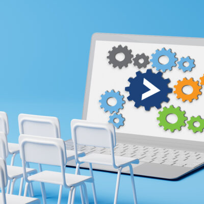 Three arrows in the center of a blue target, modern checker background. Image suitable for illustration ofstrategic business solutions or corporate strategy purpose.